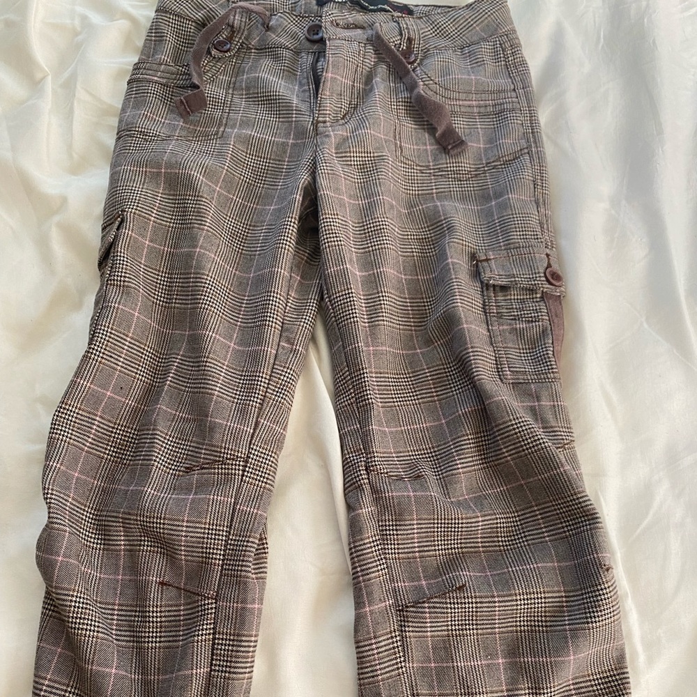 Plaid Pants, Brand: lei, Size: 14, color: Brown, Tan, and Pink